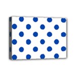 Polka Dots - Cobalt Blue on White Mini Canvas 7  x 5  (Stretched)