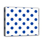 Polka Dots - Cobalt Blue on White Canvas 10  x 8  (Stretched)