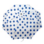 Polka Dots - Cobalt Blue on White Folding Umbrella