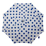 Polka Dots - Cobalt Blue on White Hook Handle Umbrella (Large)