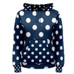 Polka Dots - White on Oxford Blue Women s Pullover Hoodie