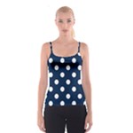 Polka Dots - White on Oxford Blue Spaghetti Strap Top