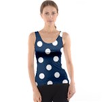 Polka Dots - White on Oxford Blue Tank Top