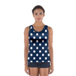 Polka Dots - White on Oxford Blue Women s Sport Tank Top