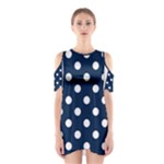 Polka Dots - White on Oxford Blue Women s Cutout Shoulder Dress