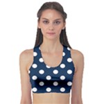 Polka Dots - White on Oxford Blue Women s Sports Bra