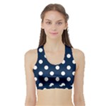 Polka Dots - White on Oxford Blue Women s Sports Bra with Border
