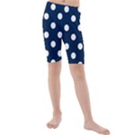 Polka Dots - White on Oxford Blue Kid s Mid Length Swim Shorts
