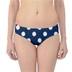 Polka Dots - White on Oxford Blue Hipster Bikini Bottoms