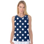 Polka Dots - White on Oxford Blue Women s Basketball Tank Top