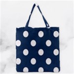 Polka Dots - White on Oxford Blue Grocery Tote Bag