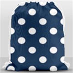Polka Dots - White on Oxford Blue Drawstring Bag (Large)