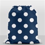 Polka Dots - White on Oxford Blue Drawstring Bag (Small)