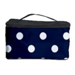 Polka Dots - White on Oxford Blue Cosmetic Storage Case