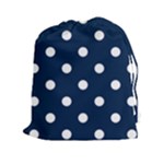 Polka Dots - White on Oxford Blue Drawstring Pouch (XXl)
