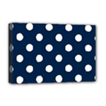 Polka Dots - White on Oxford Blue Deluxe Canvas 18  x 12  (Stretched)