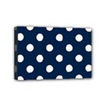 Polka Dots - White on Oxford Blue Mini Canvas 6  x 4  (Stretched)