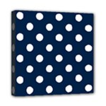 Polka Dots - White on Oxford Blue Mini Canvas 8  x 8  (Stretched)