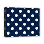 Polka Dots - White on Oxford Blue Canvas 10  x 8  (Stretched)