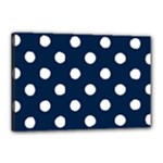 Polka Dots - White on Oxford Blue Canvas 18  x 12  (Stretched)