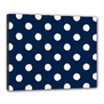 Polka Dots - White on Oxford Blue Canvas 20  x 16  (Stretched)
