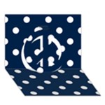 Polka Dots - White on Oxford Blue Peace Sign 3D Greeting Card (7x5)
