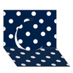 Polka Dots - White on Oxford Blue Circle 3D Greeting Card (7x5)