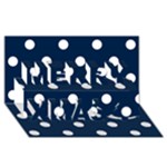 Polka Dots - White on Oxford Blue Merry Xmas 3D Greeting Card (8x4)
