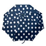 Polka Dots - White on Oxford Blue Folding Umbrella
