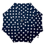 Polka Dots - White on Oxford Blue Hook Handle Umbrella (Large)