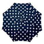 Polka Dots - White on Oxford Blue Hook Handle Umbrella (Small)