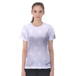 Polka Dots - White on Pastel Violet Women s Sport Mesh Tee