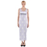 Polka Dots - White on Pastel Violet Fitted Maxi Dress