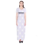 Polka Dots - White on Pastel Violet Short Sleeve Maxi Dress