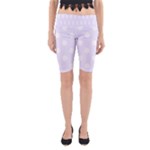Polka Dots - White on Pastel Violet Yoga Cropped Leggings