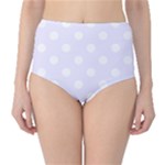 Polka Dots - White on Pastel Violet High-Waist Bikini Bottoms