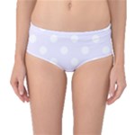 Polka Dots - White on Pastel Violet Mid-Waist Bikini Bottoms