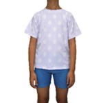 Polka Dots - White on Pastel Violet Kid s Short Sleeve Swimwear