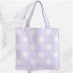 Polka Dots - White on Pastel Violet Zipper Grocery Tote Bag