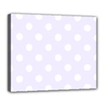 Polka Dots - White on Pastel Violet Deluxe Canvas 24  x 20  (Stretched)