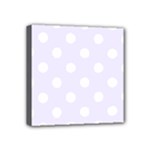 Polka Dots - White on Pastel Violet Mini Canvas 4  x 4  (Stretched)