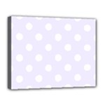 Polka Dots - White on Pastel Violet Canvas 14  x 11  (Stretched)