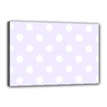 Polka Dots - White on Pastel Violet Canvas 18  x 12  (Stretched)