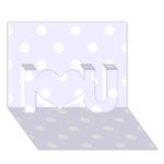 Polka Dots - White on Pastel Violet I Love You 3D Greeting Card (7x5)
