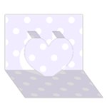 Polka Dots - White on Pastel Violet Heart 3D Greeting Card (7x5)