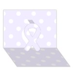 Polka Dots - White on Pastel Violet Ribbon 3D Greeting Card (7x5)