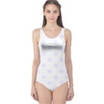 Polka Dots - Pastel Violet on White One Piece Swimsuit