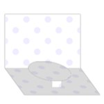 Polka Dots - Pastel Violet on White Circle Bottom 3D Greeting Card (7x5)