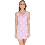 Polka Dots - White on Pale Thistle Violet Bodycon Dress