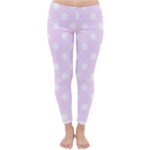 Polka Dots - White on Pale Thistle Violet Winter Leggings